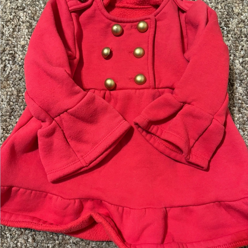 Red Baby Dress with Gold Buttons